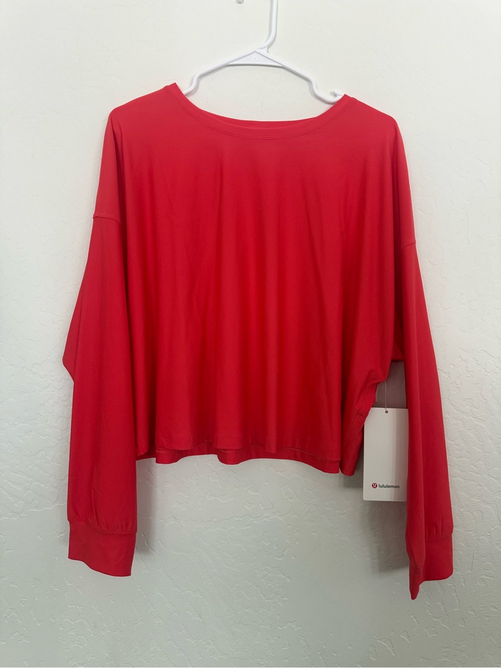 lululemon athletica Red Long Sleeve Cropped Sweatshirt